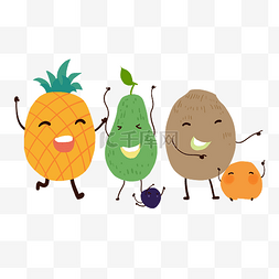 菠萝水果卡通图片_拟人水果菠萝梨子