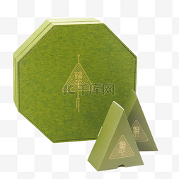 绿色礼盒图片_端午端午节绿色礼盒粽子