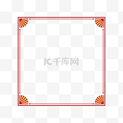 中国风木扇子图片_复古港风红色边框五一劳动节