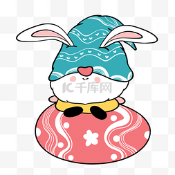 绿色帽子复活节可爱卡通兔子