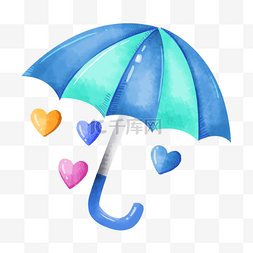 雨伞爱心蓝色绿色卡通广告