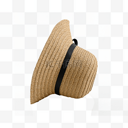 沙滩草编帽图片_浅棕色沙滩帽帽子海边