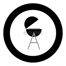 圆形烧烤图片_圆形矢量插图中的烧烤或烧烤黑色