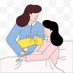 家政服务卡通人图片_产妇孕妇产后护理修复