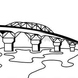 黑色的桥图片_黑白桥样式化雕刻插图黑白桥