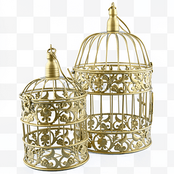 艺术鸟笼图片_纯色老式笼子金属金色鸟笼