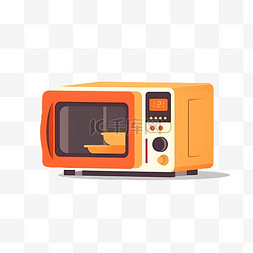 渲染橙色水彩图片_卡通扁平手绘电器橙色烤箱微波炉