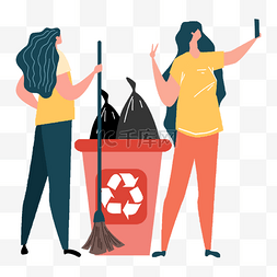 处置图标图片_志愿者城市垃圾清理插画