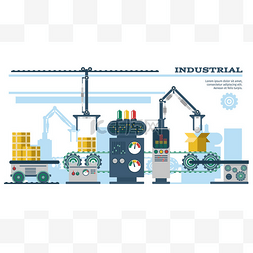 卡通工厂图片_工业输送机皮带线矢量图