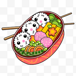 的饭团图片_装有可爱饭团的日本可爱饭盒