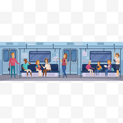 地铁地下火车乘客卡通 