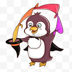 魔术用背景图片_动物魔术师企鹅可爱卡通风格