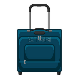 带轮子的旅行纺织手提箱的插图。