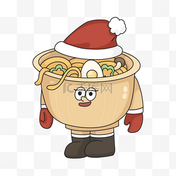 12月25图片_戴圣诞帽的拉面卡通形象