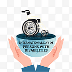 国际残疾人日轮椅地球双手