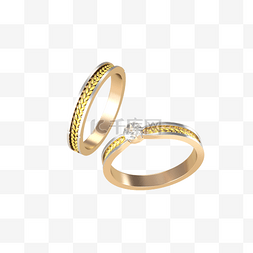 对戒金色戒指图片_3D立体婚礼装饰结婚钻石戒指