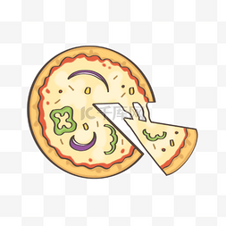 美食圆形披萨卡通插画