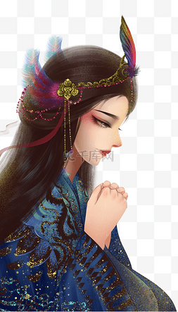 中元节鬼混图片_国潮风中元节美女祈福