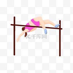 女子夏季运动跳高比赛插画