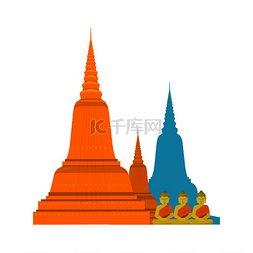 有菩萨的泰国寺庙。