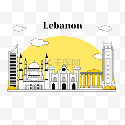 城市云彩图片_黎巴嫩天际线黄色创意