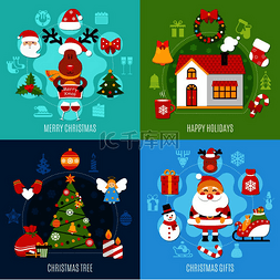 鹿与树矢量素材图片_圣诞平面概念与在家快乐假期、圣