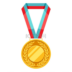 金牌奖图片_用多色丝带的金牌。