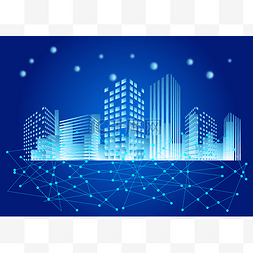 城市房地产图片_蓝色科技城市大楼