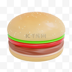 3DC4D立体夏季美食牛肉汉堡