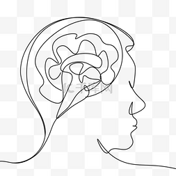 大脑思考素材图片_人类大脑侧面线条画抽象