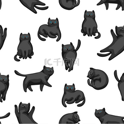 与卡通黑猫的无缝模式。