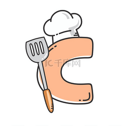 温情开头图片_字母开头的厨师帽带有抹刀餐厅主