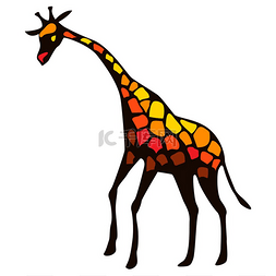 稀树大草原图片_程式化的长颈鹿的插图。