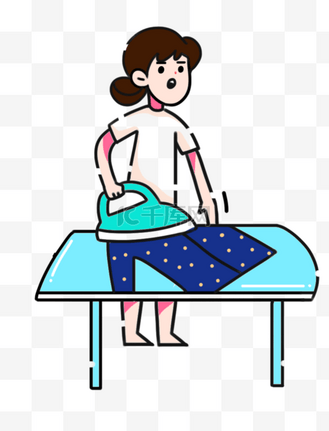 女人熨衣服