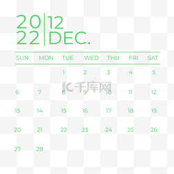简单桌面月历计划2022年12月月历