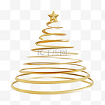 3DC4D立体螺纹圈金色圣诞树