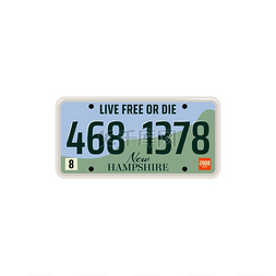 汽车交通标志图片_新罕布什尔州汽车登记标志，数字