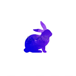 彩色兔子水彩主题矢量