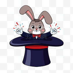 卡通小兔子插画图片_兔子卡通动物魔术师