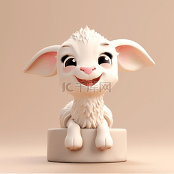 动物卡通羊图片_3d立体黏土动物卡通风格羊