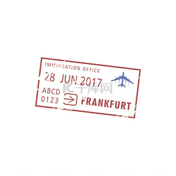 印章模板图片_法兰克福移民局隔离签证印章矢量