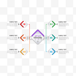 菱形正方形彩色信息流程图