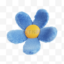 蓝色花朵素材图片_3DC4D立体毛茸茸蓝色花朵
