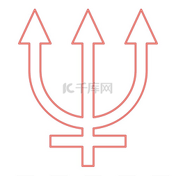 霓虹灯海王星符号红色矢量插图图