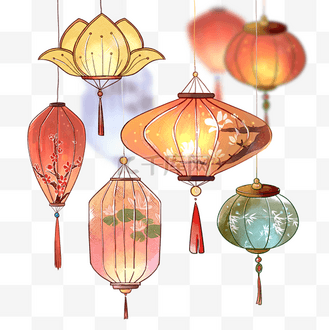 灯会灯展图片素材_中秋中秋节吊饰彩灯灯会民俗水彩
