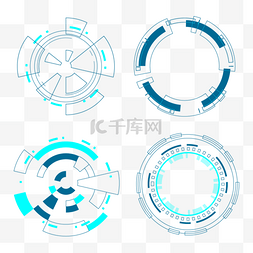 圆形几何蓝色图片_抽象光效媒介象抽象几何圆环