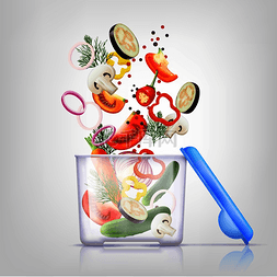 jar包图片_彩色和隔离的塑料食品容器和蔬菜