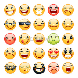 fun肆送图片_Cartoon Facial Expression Smile Icons Set