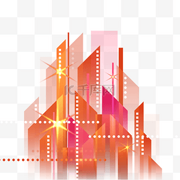 商务城市海报背景图片_城市景观橙色闪光城市