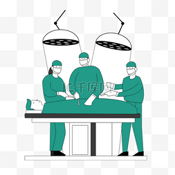 外科医生手术概念扁平风格
